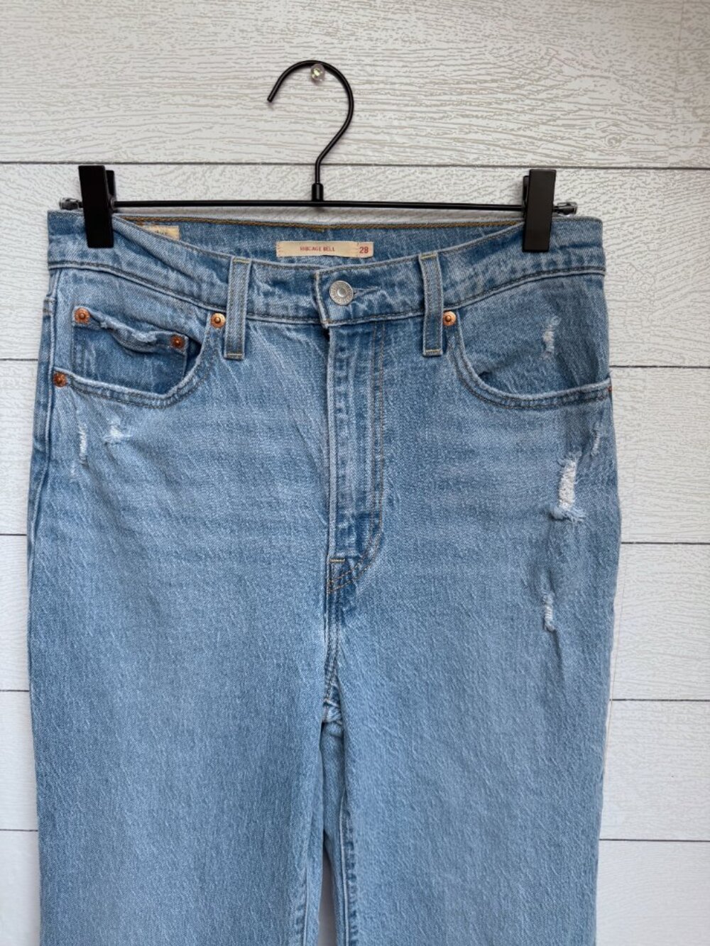 Levis Premium Ribcage Bell High Rise Flare Bell Bottom Jeans Light Wash Size 28 - Picture 2 of 11